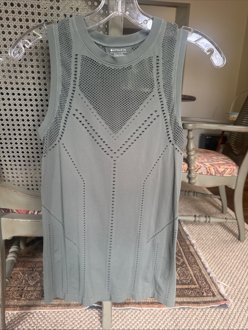 Athleta Sleeveless Mesh-Panel Performance Tank in Sage